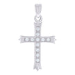 925 Sterling Silver Unisex Round Cubic-Zirconia Cross Religious Charm Pendant