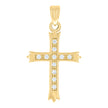 925 Sterling Silver Yellow-tone Unisex Round Cubic-Zirconia Cross Religious Charm Pendant