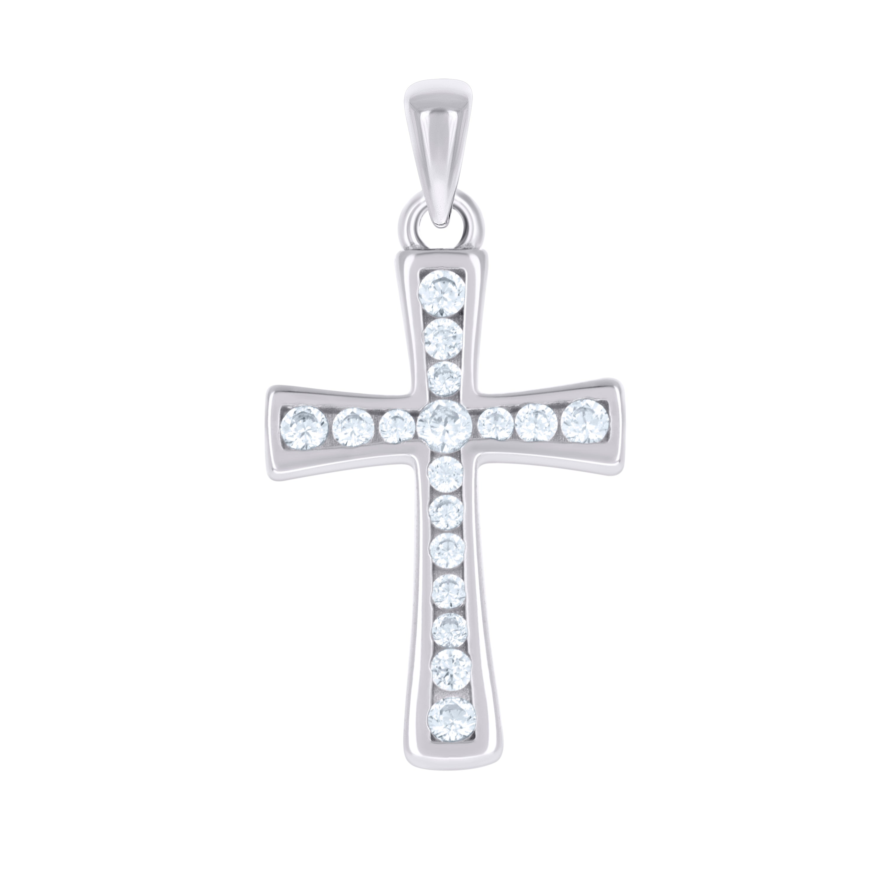 925 Sterling Silver Unisex Cubic-Zirconia Cross Religious Charm Pendant