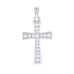 925 Sterling Silver Unisex Cubic-Zirconia Cross Religious Charm Pendant