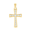 925 Sterling Silver Yellow-tone Unisex Cubic-Zirconia Cross Religious Charm Pendant