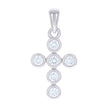925 Sterling Silver Unisex Round Cubic-Zirconia Cross Religious Charm Pendant