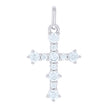 925 Sterling Silver Unisex Round Cubic-Zirconia Cross Religious Charm Pendant