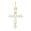 925 Sterling Silver Yellow-tone Unisex Round Cubic-Zirconia Cross Religious Charm Pendant
