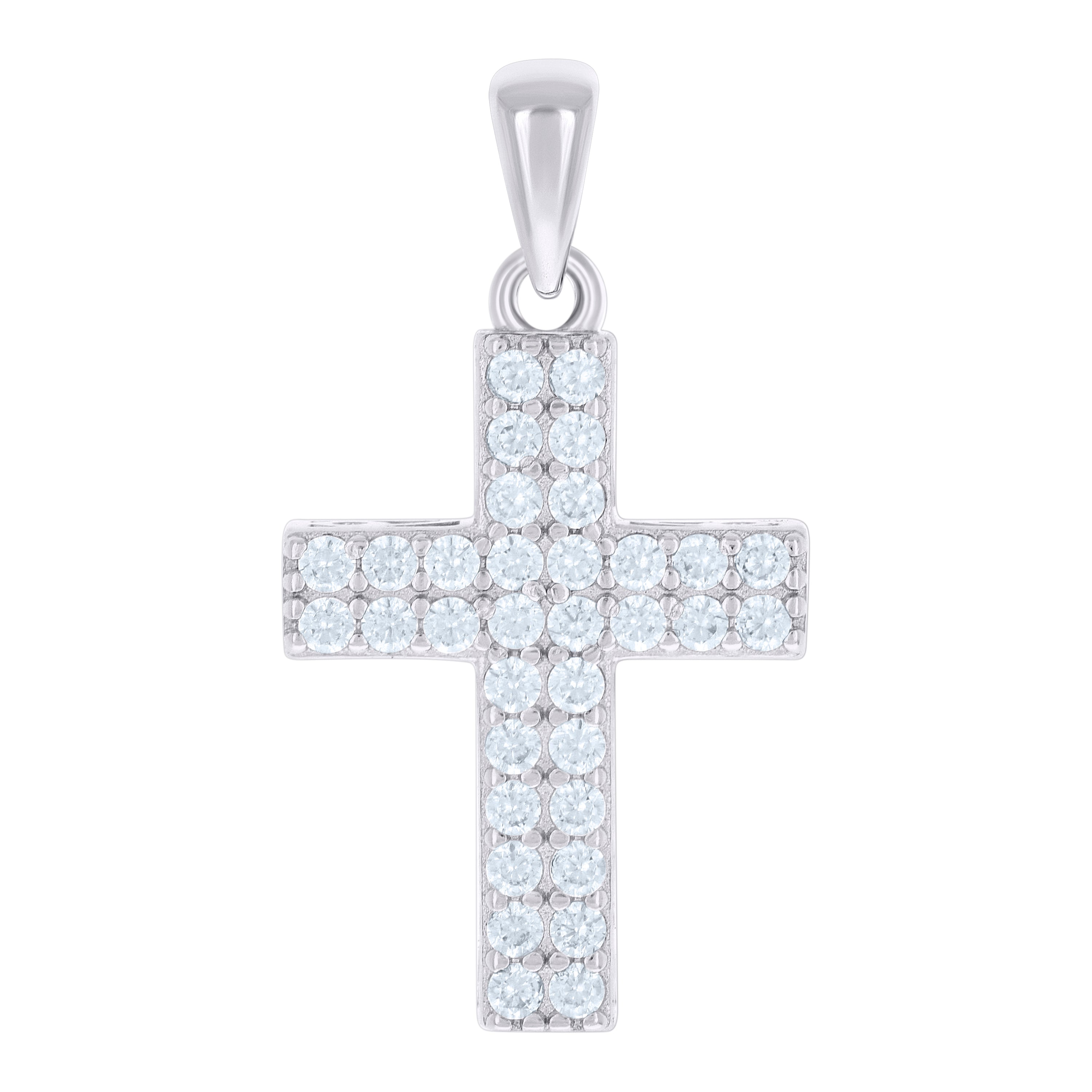 925 Sterling Silver Unisex Cubic-Zirconia Cross Religious Charm Pendant