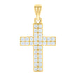 925 Sterling Silver Yellow-tone Unisex Cubic-Zirconia Cross Religious Charm Pendant