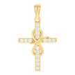 925 Sterling Silver Yellow-tone Unisex Round Cubic-Zirconia Infinity Cross Religious Charm Pendant