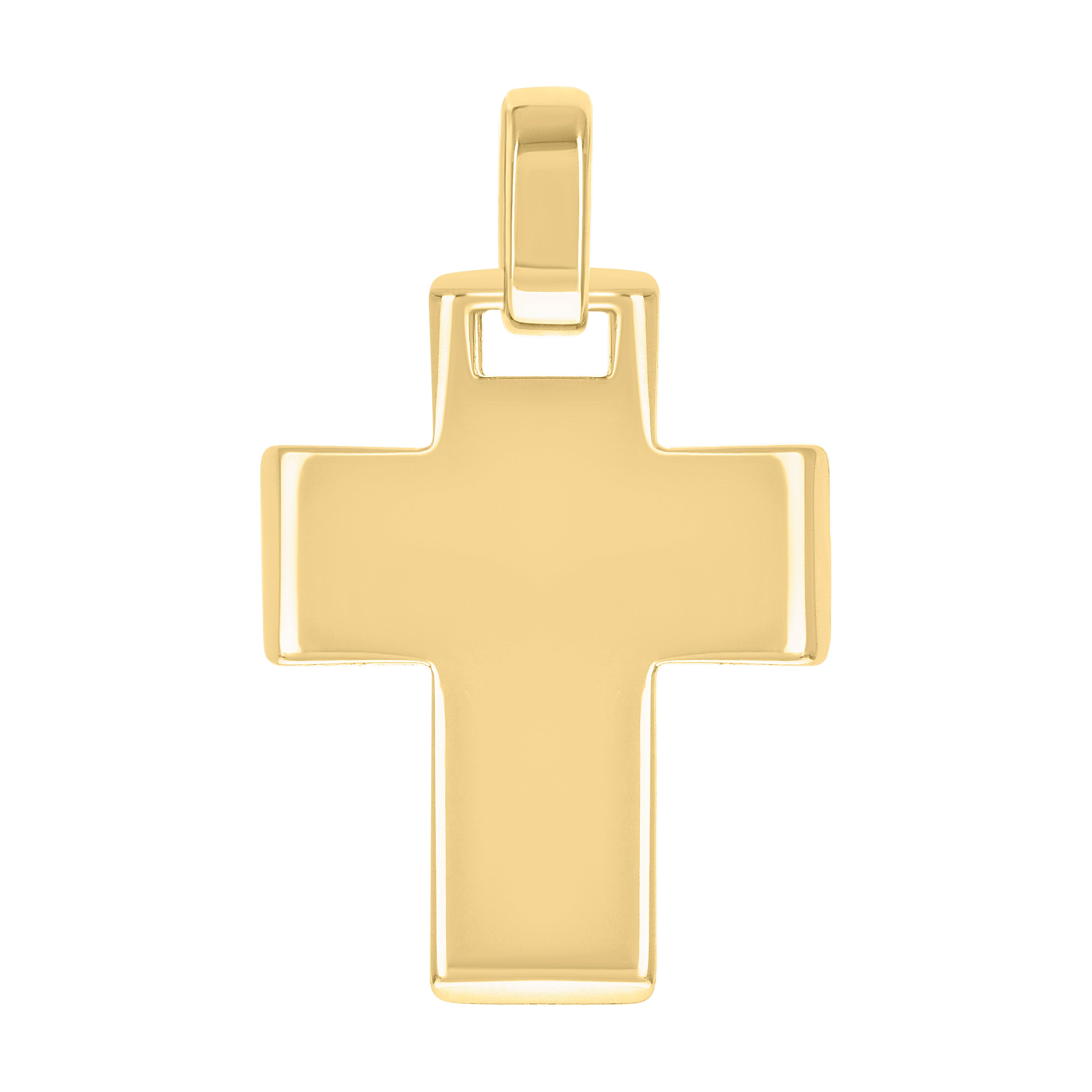 925 Sterling Silver Yellow-tone Unisex Without CZ Cross Religious Charm Pendant