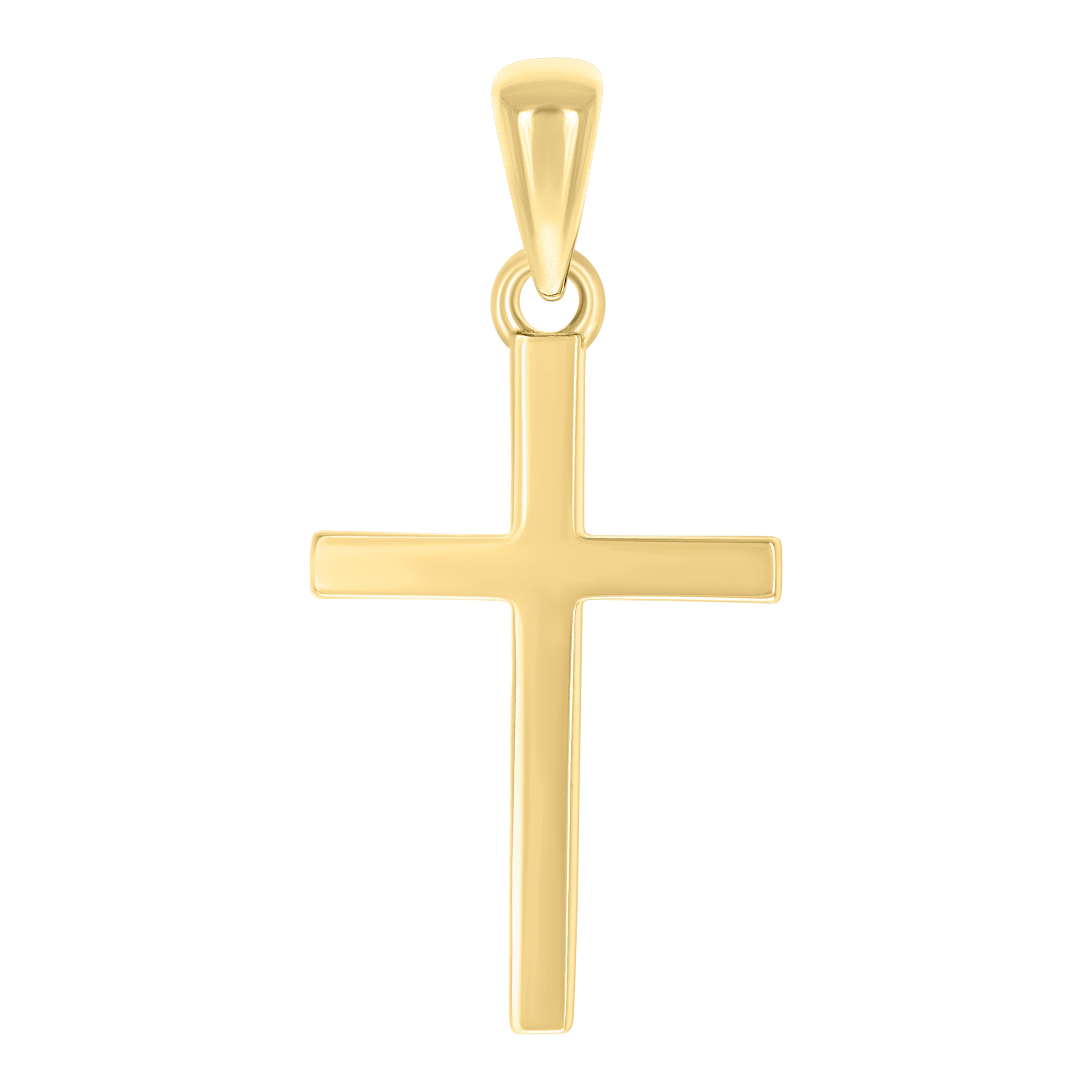 925 Sterling Silver Yellow-tone Unisex Without CZ Cross Religious Charm Pendant
