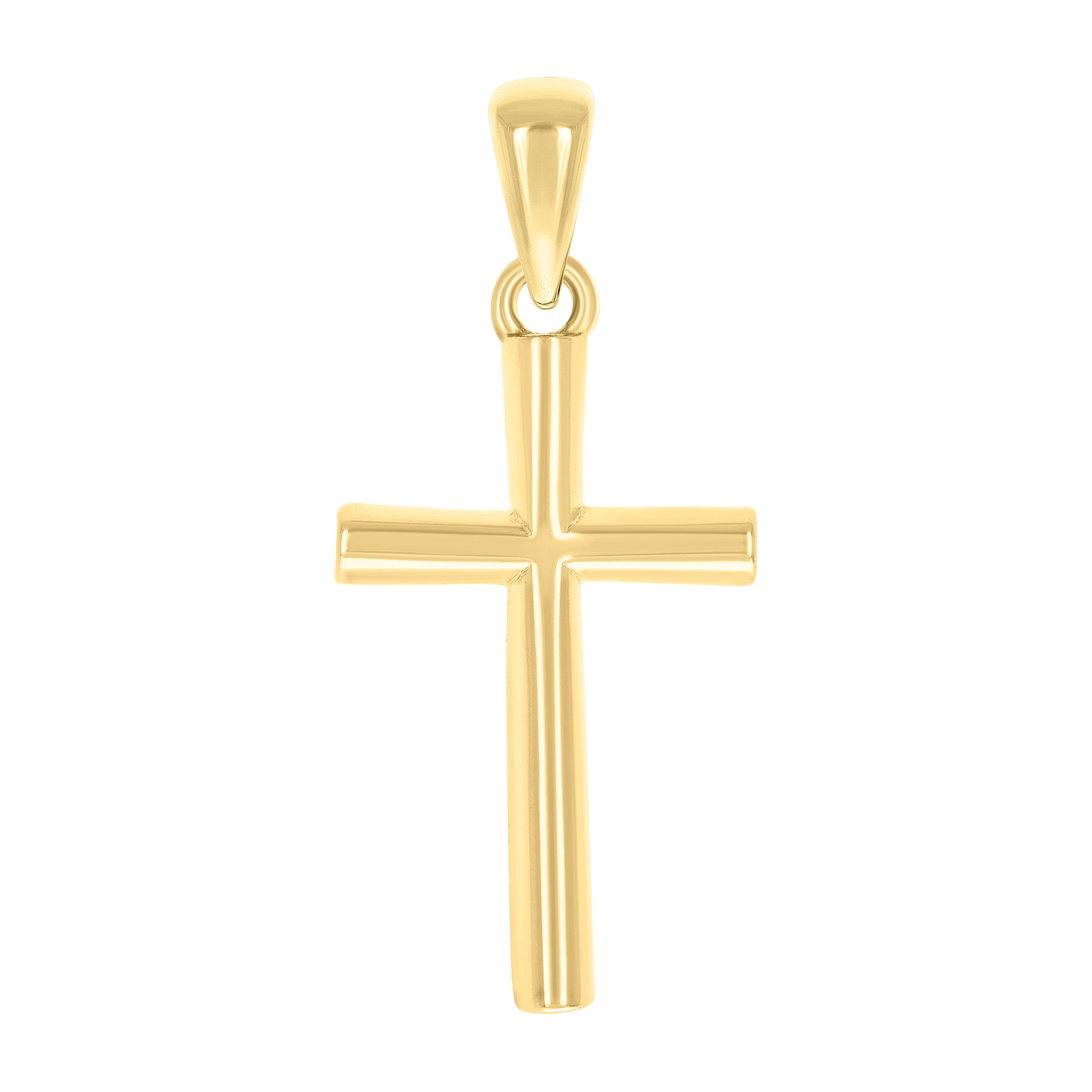 925 Sterling Silver Yellow-tone Unisex Without CZ Cross Religious Charm Pendant