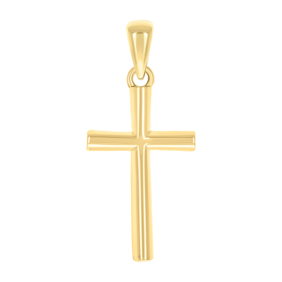 925 Sterling Silver Yellow-tone Unisex Without CZ Cross Religious Charm Pendant