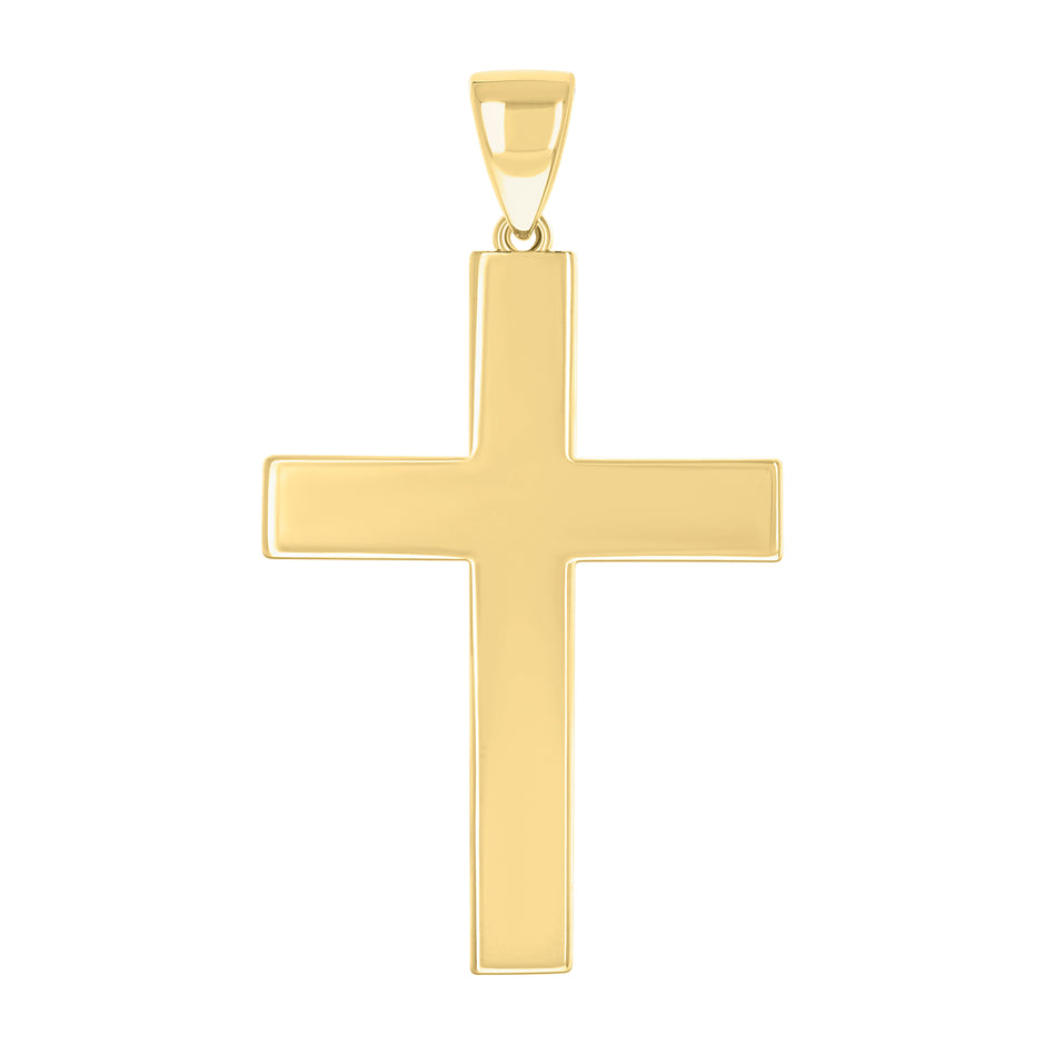 925 Sterling Silver Yellow-tone Unisex Without CZ Cross Religious Charm Pendant