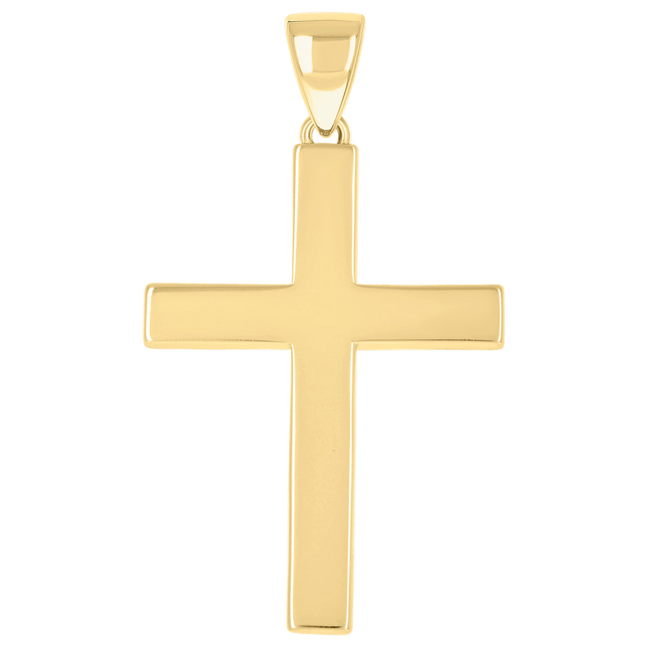 925 Sterling Silver Yellow-tone Unisex Without CZ Cross Religious Charm Pendant