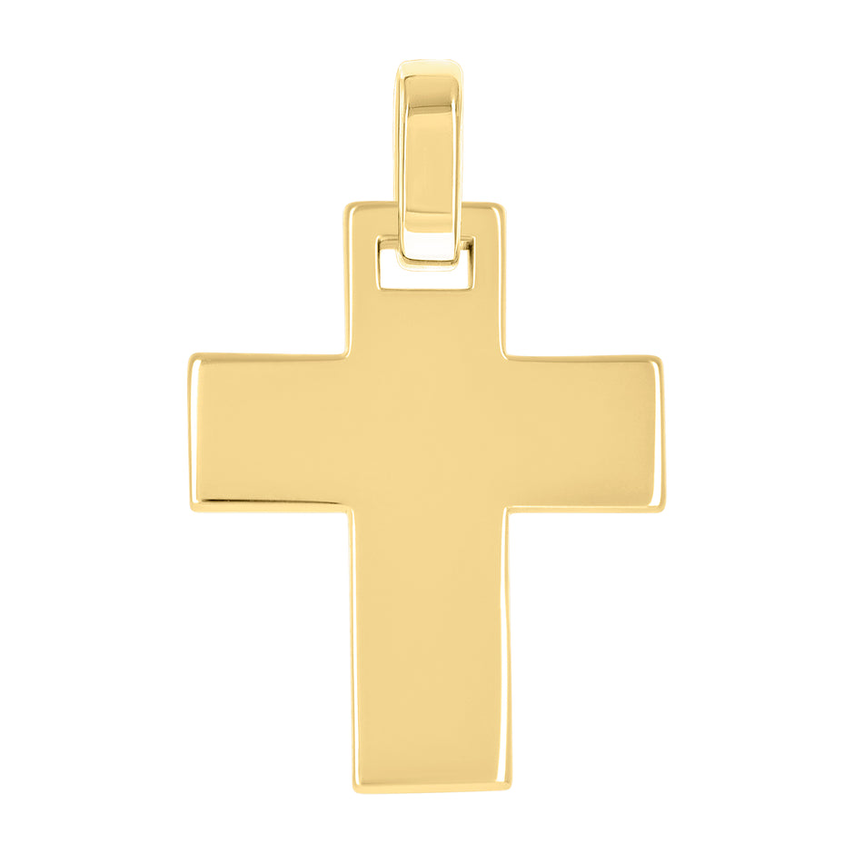 925 Sterling Silver Yellow-tone Unisex Without CZ Cross Religious Charm Pendant