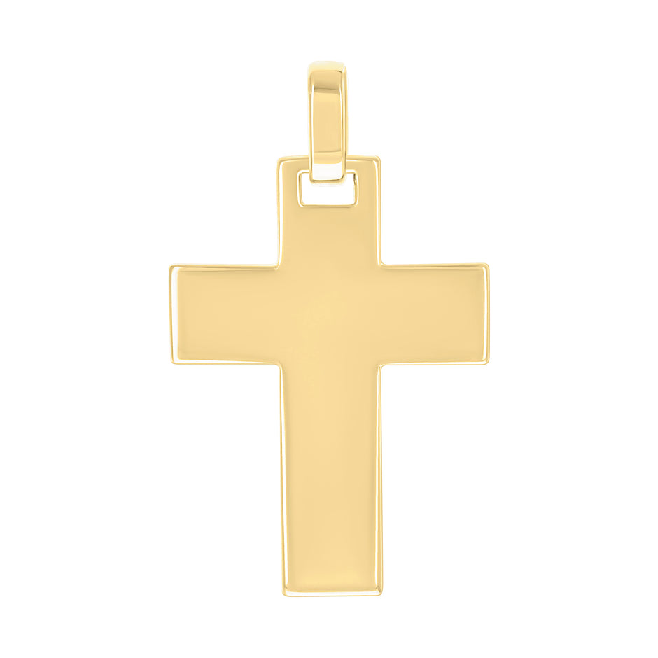 925 Sterling Silver Yellow-tone Unisex Without CZ Cross Religious Charm Pendant