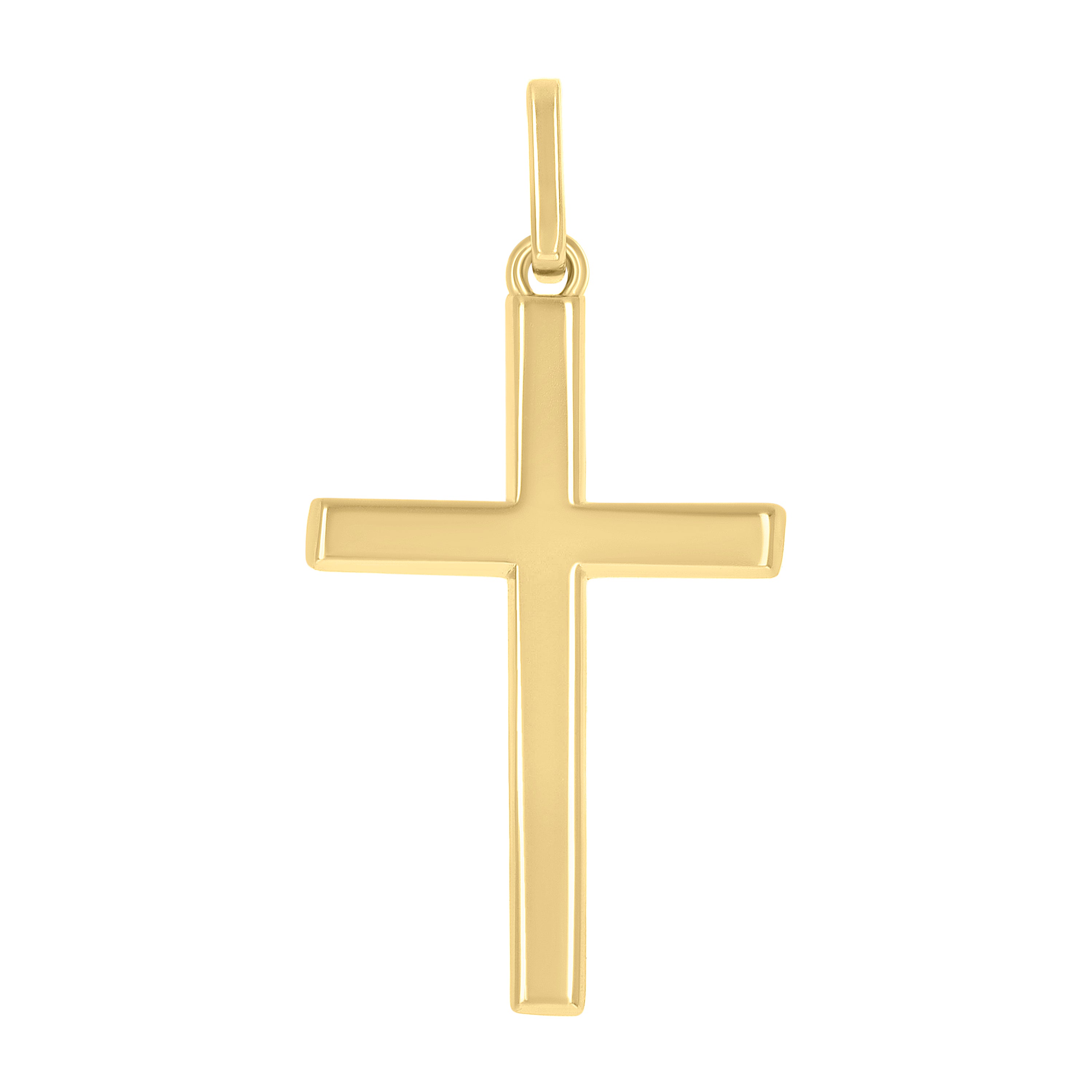 925 Sterling Silver Yellow-tone Unisex Without CZ Cross Religious Charm Pendant