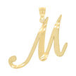 10kt Yellow Gold Unisex Diamond-Cut Initial M Charm Pendant