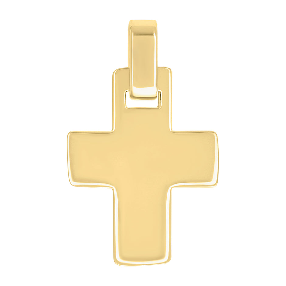 925 Sterling Silver Yellow-tone Unisex Without CZ Cross Religious Charm Pendant