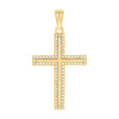 925 Sterling Silver Yellow-tone Unisex Cubic-Zirconia Cross Religious Charm Pendant