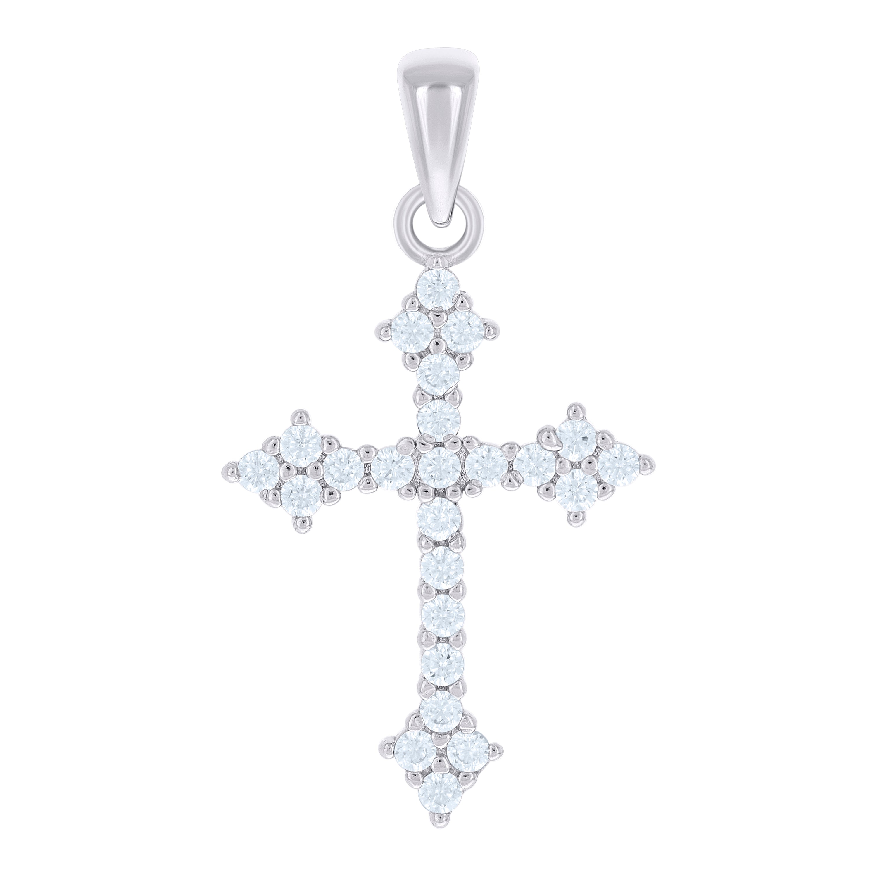 925 Sterling Silver Unisex Cubic-Zirconia Cross Religious Charm Pendant