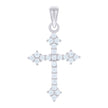 925 Sterling Silver Unisex Cubic-Zirconia Cross Religious Charm Pendant