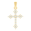 925 Sterling Silver Yellow-tone Unisex Cubic-Zirconia Cross Religious Charm Pendant