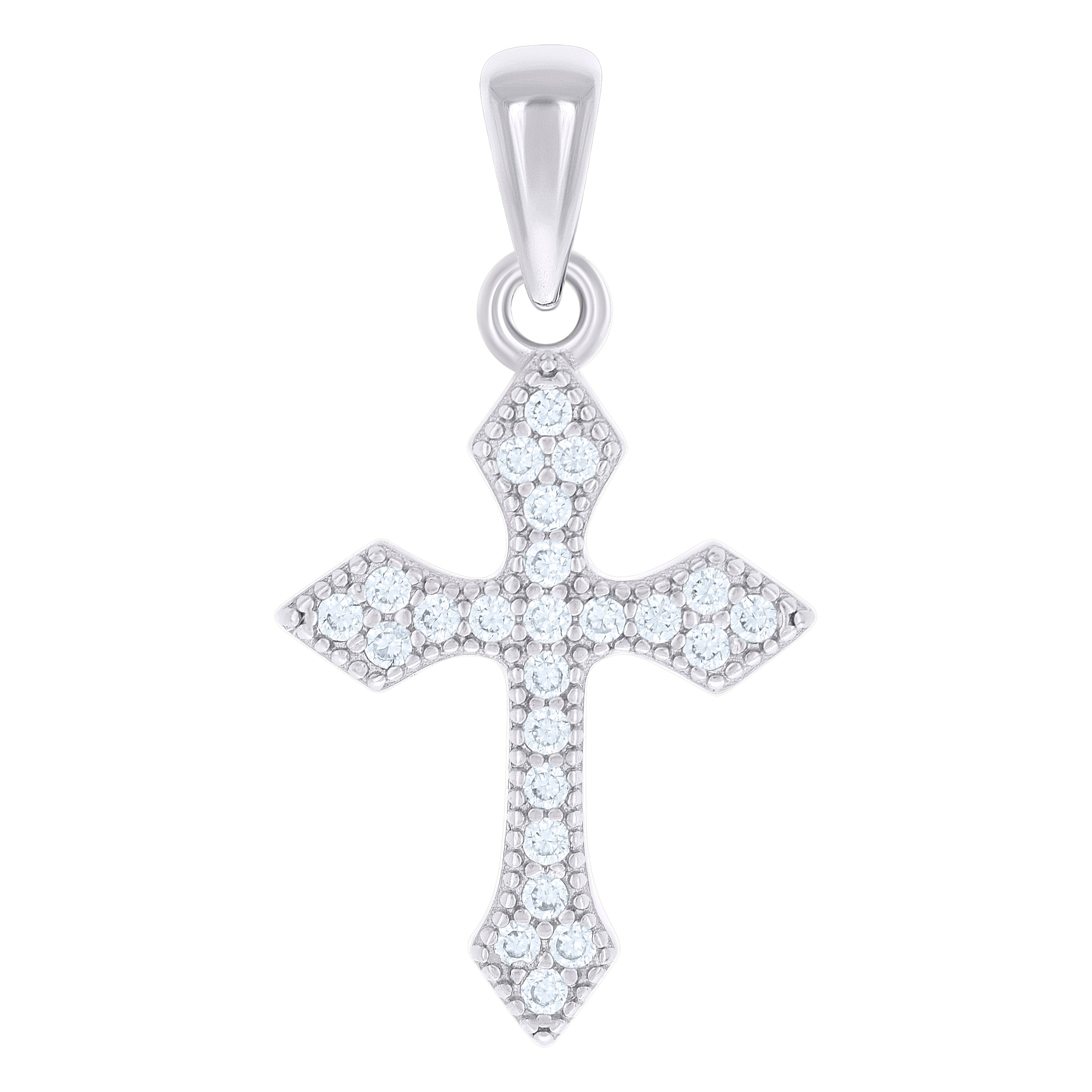 925 Sterling Silver Unisex Cubic-Zirconia Cross Religious Charm Pendant