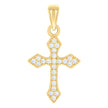 925 Sterling Silver Yellow-tone Unisex Cubic-Zirconia Cross Religious Charm Pendant