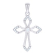 925 Sterling Silver Unisex Cubic-Zirconia Cross Religious Charm Pendant