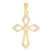 925 Sterling Silver Yellow-tone Unisex Cubic-Zirconia Cross Religious Charm Pendant