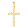 925 Sterling Silver Yellow-tone Unisex Cubic-Zirconia Cross Religious Charm Pendant