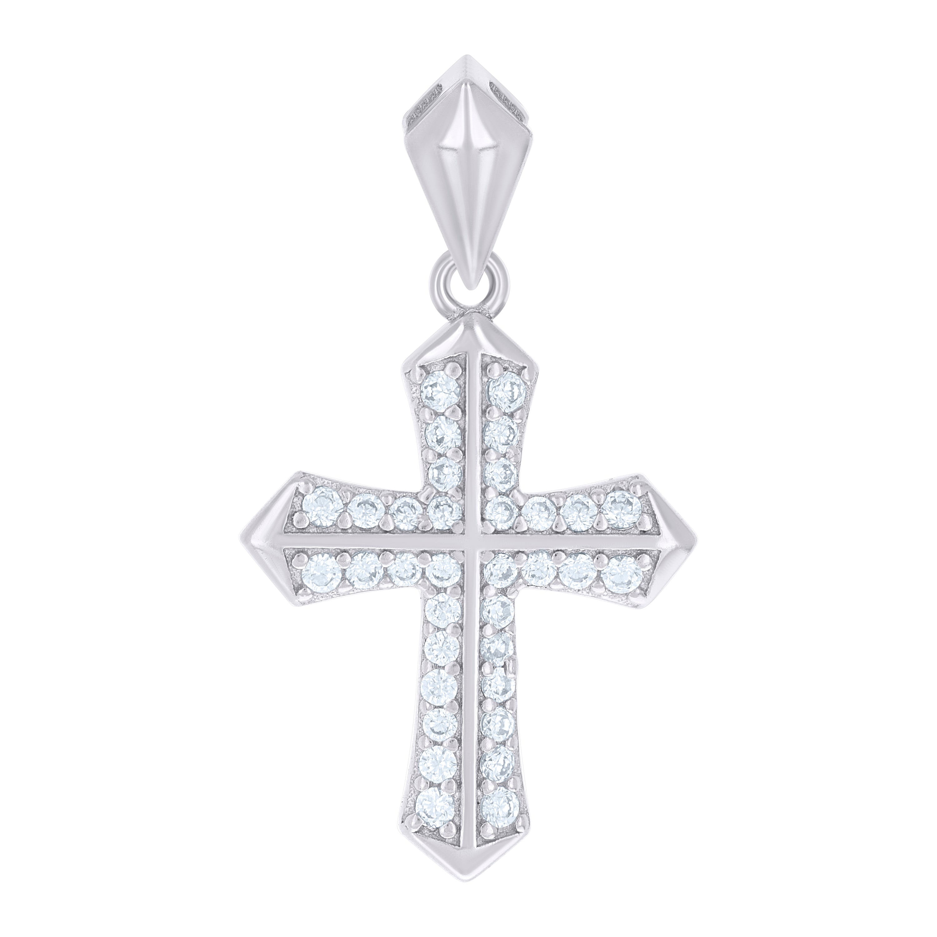 925 Sterling Silver Unisex Cubic-Zirconia Cross Religious Charm Pendant