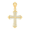 925 Sterling Silver Yellow-tone Unisex Cubic-Zirconia Cross Religious Charm Pendant