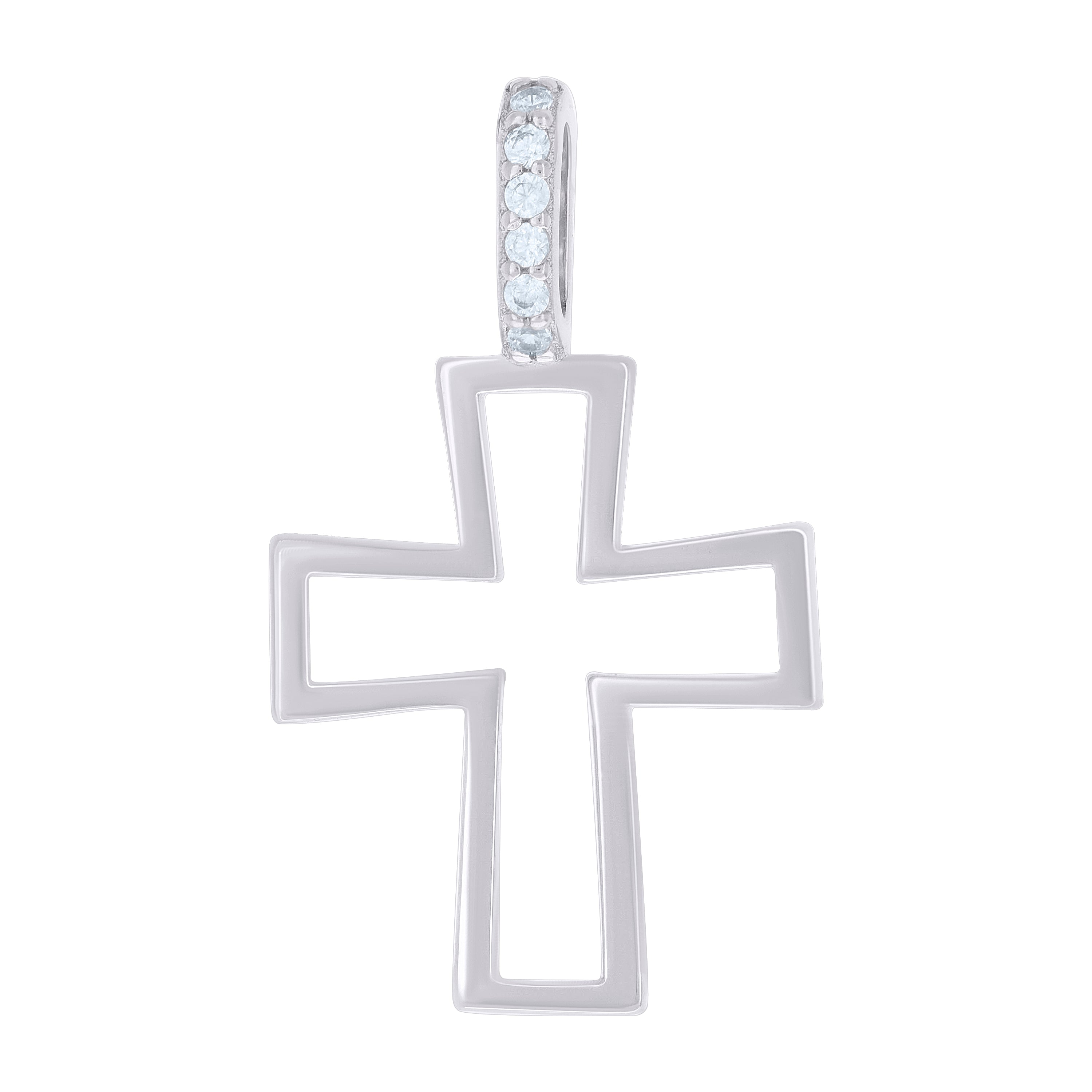 925 Sterling Silver Unisex Cubic-Zirconia Cross Religious Charm Pendant