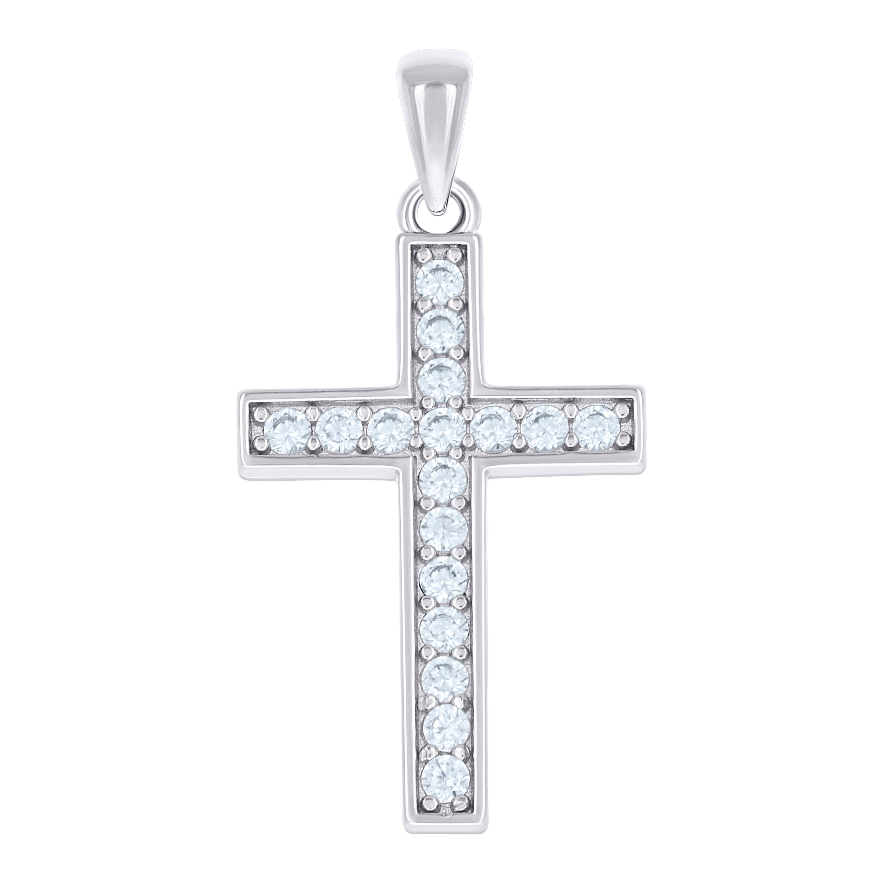 925 Sterling Silver Unisex Cubic-Zirconia Cross Religious Charm Pendant