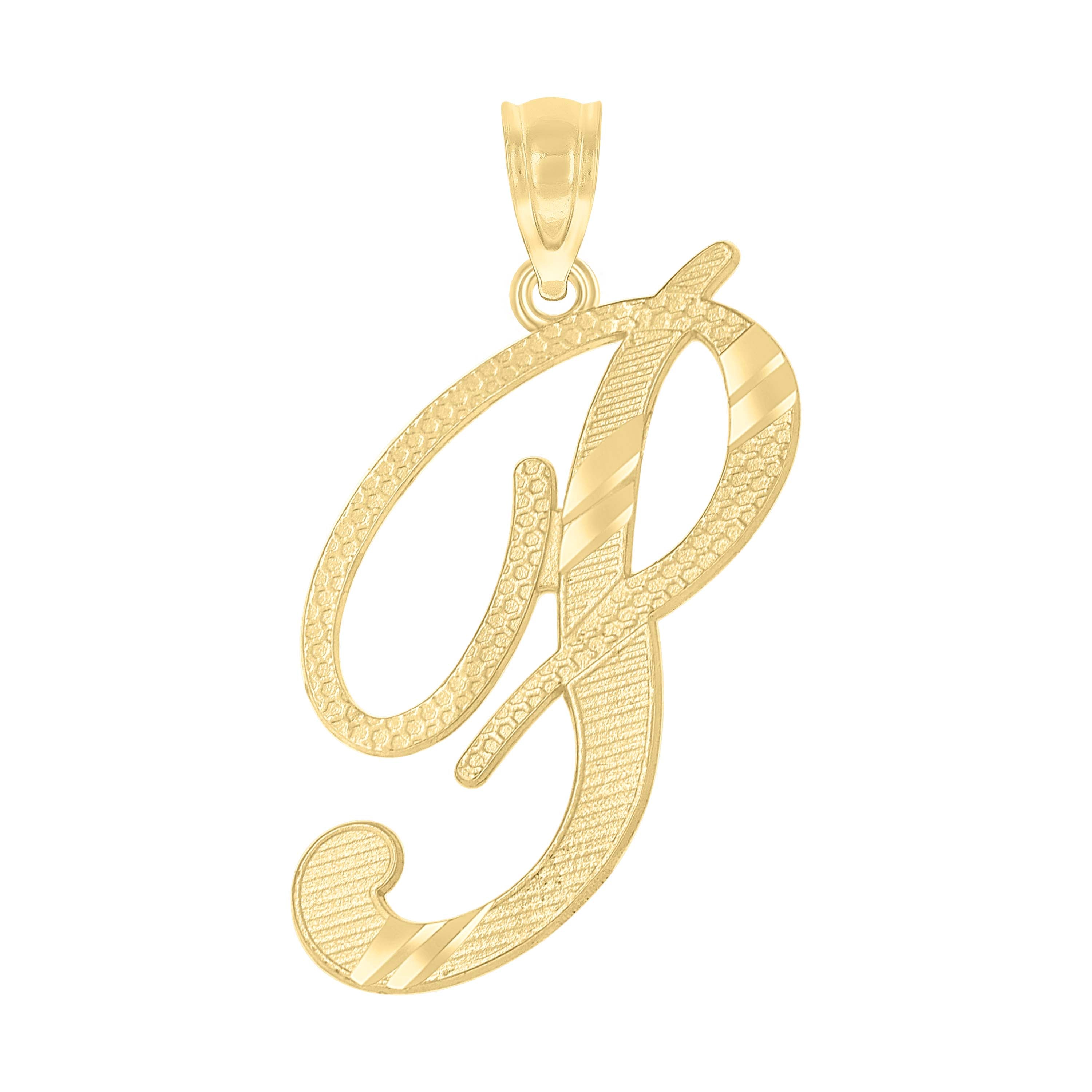 10kt Yellow Gold Unisex Diamond-Cut Initial P Charm Pendant