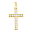 925 Sterling Silver Yellow-tone Unisex Cubic-Zirconia Cross Religious Charm Pendant