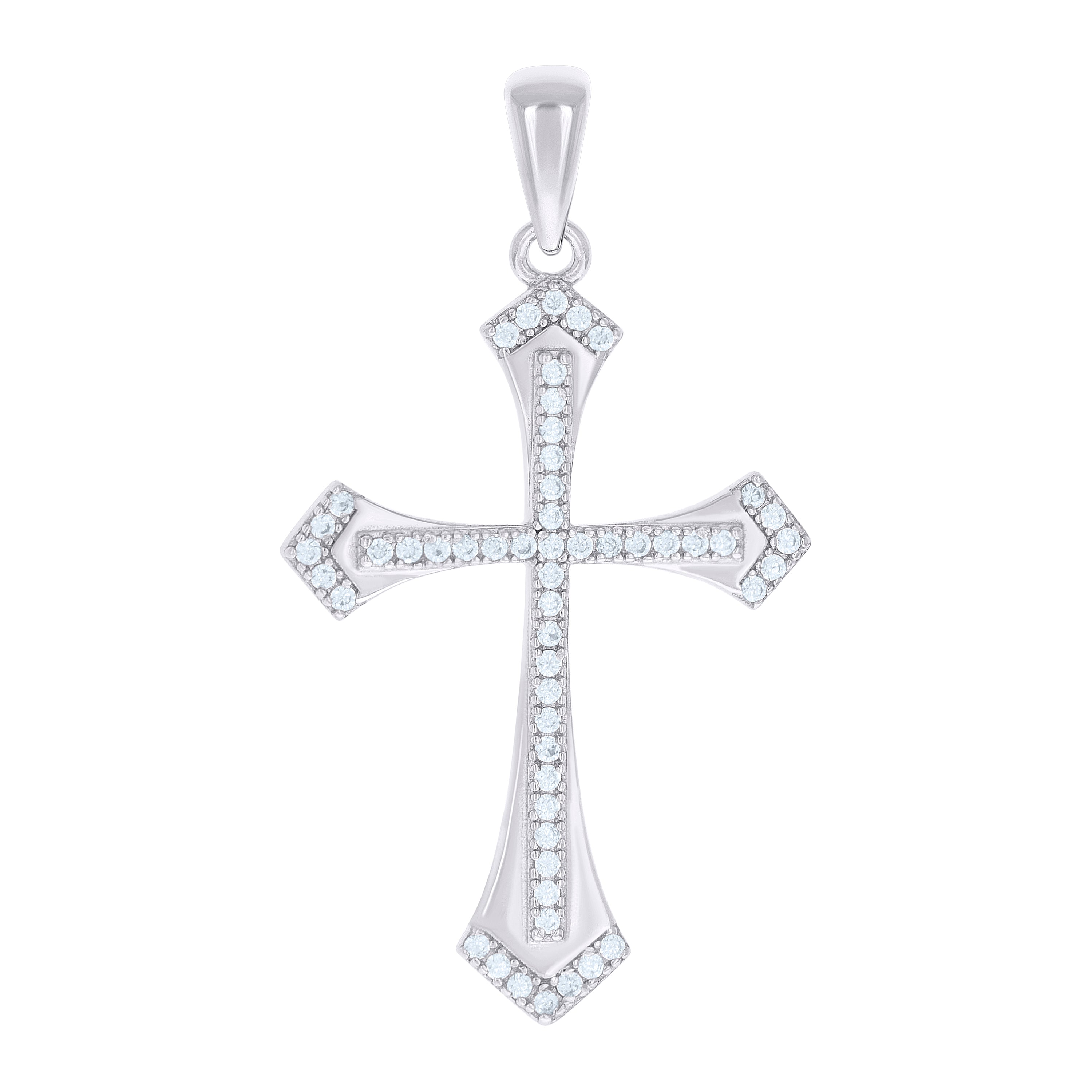 925 Sterling Silver Unisex Cubic-Zirconia Cross Religious Charm Pendant