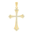 925 Sterling Silver Yellow-tone Unisex Cubic-Zirconia Cross Religious Charm Pendant