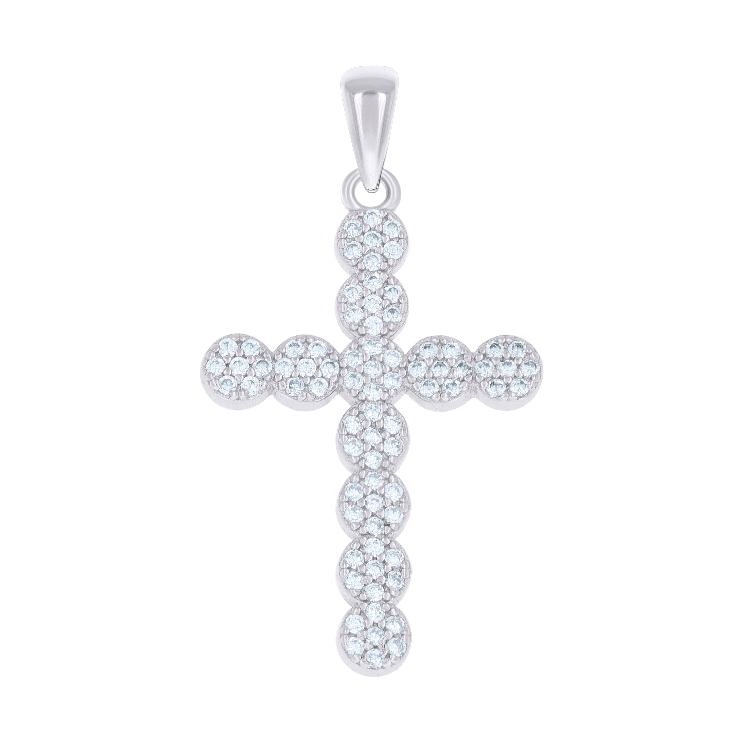 925 Sterling Silver Unisex Cubic-Zirconia Cross Religious Charm Pendant