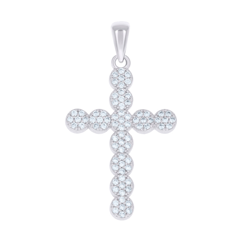 925 Sterling Silver Unisex Cubic-Zirconia Cross Religious Charm Pendant