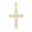 925 Sterling Silver Yellow-tone Unisex Cubic-Zirconia Cross Religious Charm Pendant
