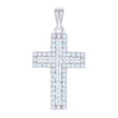 925 Sterling Silver Unisex Cubic-Zirconia Cross Religious Charm Pendant