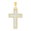 925 Sterling Silver Yellow-tone Unisex Cubic-Zirconia Cross Religious Charm Pendant