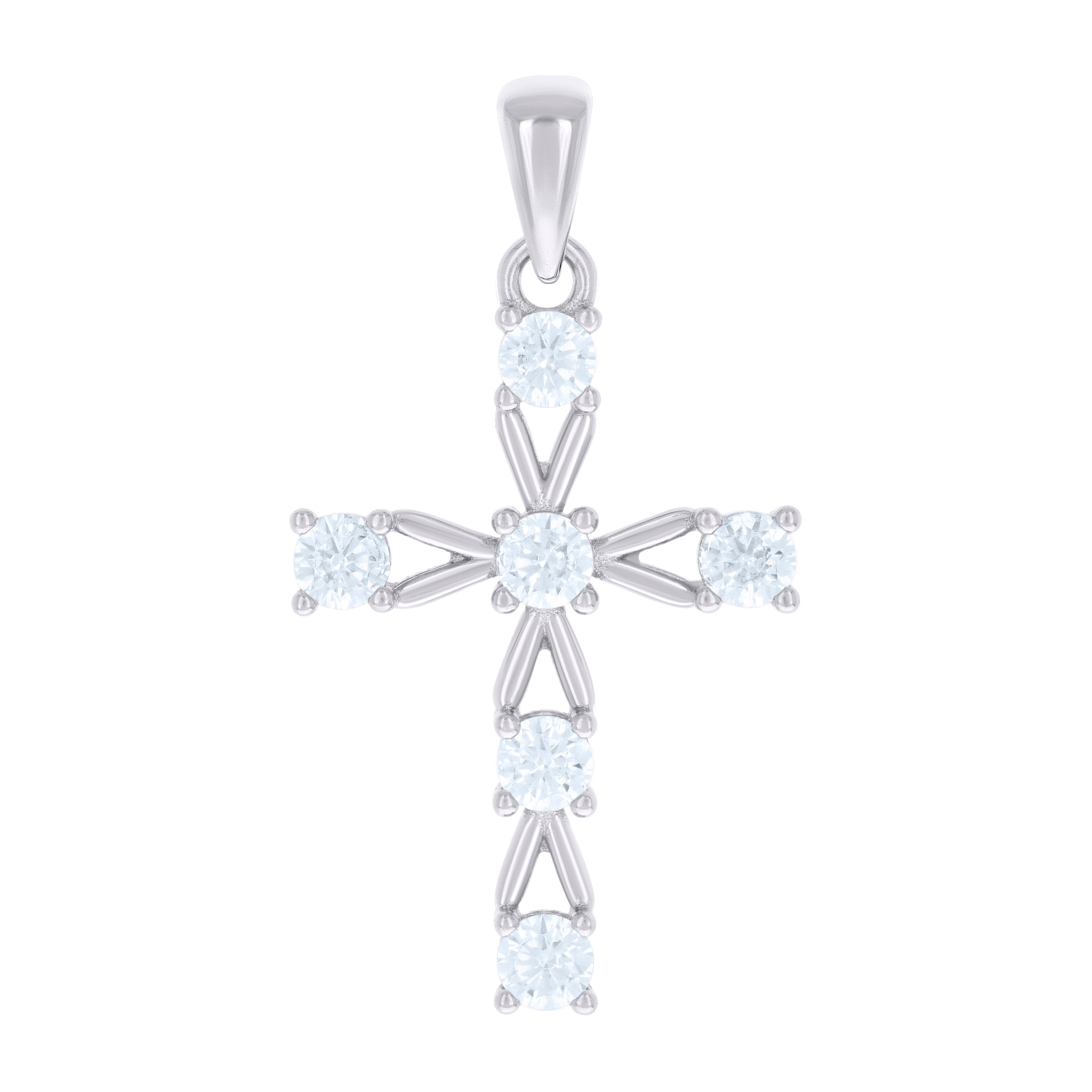 925 Sterling Silver Unisex Cubic-Zirconia Cross Religious Charm Pendant