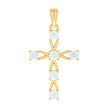 925 Sterling Silver Yellow-tone Unisex Cubic-Zirconia Cross Religious Charm Pendant