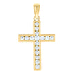 925 Sterling Silver Yellow-tone Unisex Cubic-Zirconia Cross Religious Charm Pendant