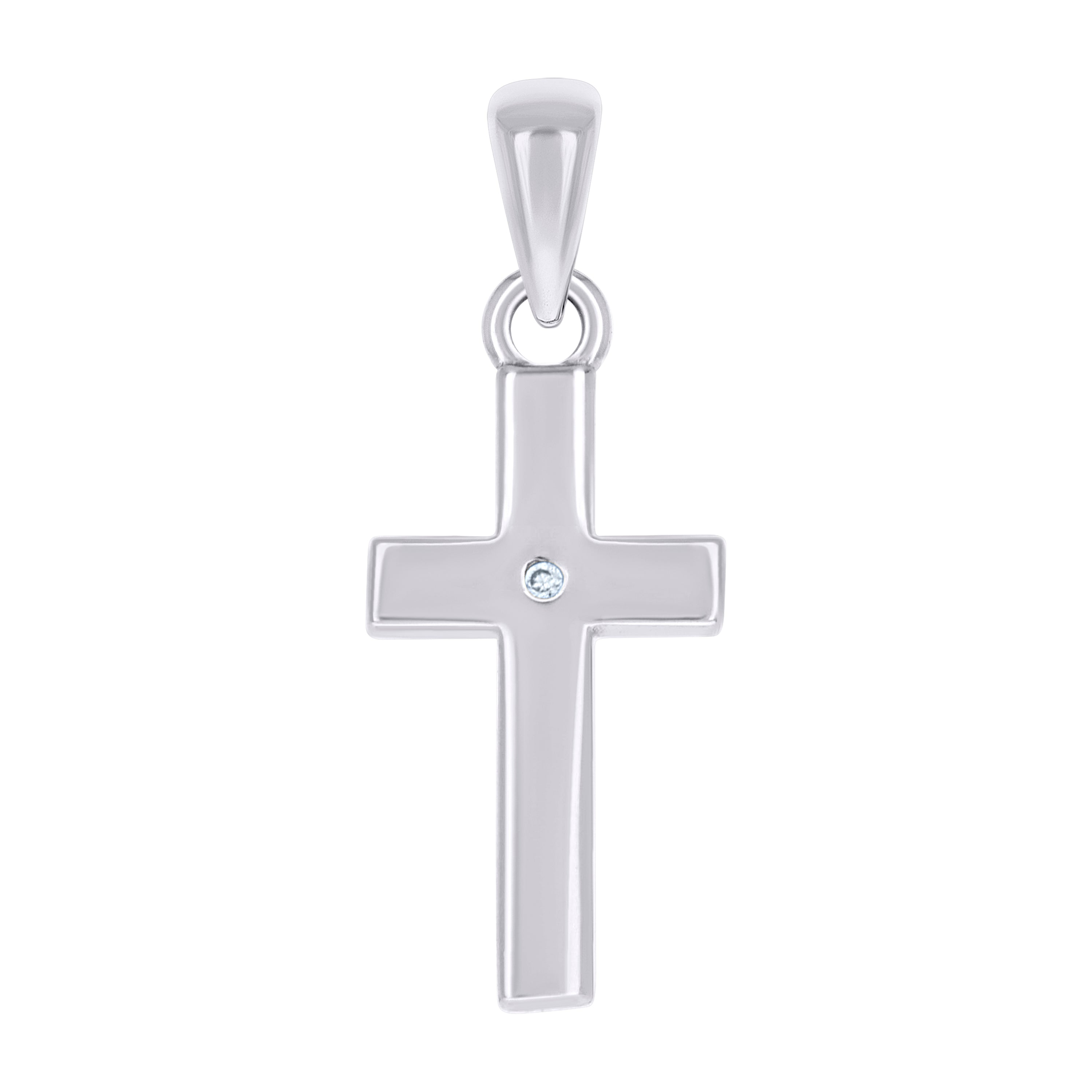 925 Sterling Silver Unisex Cubic-Zirconia Cross Religious Charm Pendant