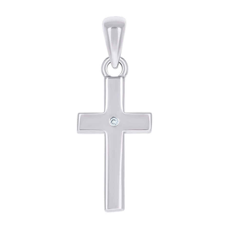 925 Sterling Silver Unisex Cubic-Zirconia Cross Religious Charm Pendant