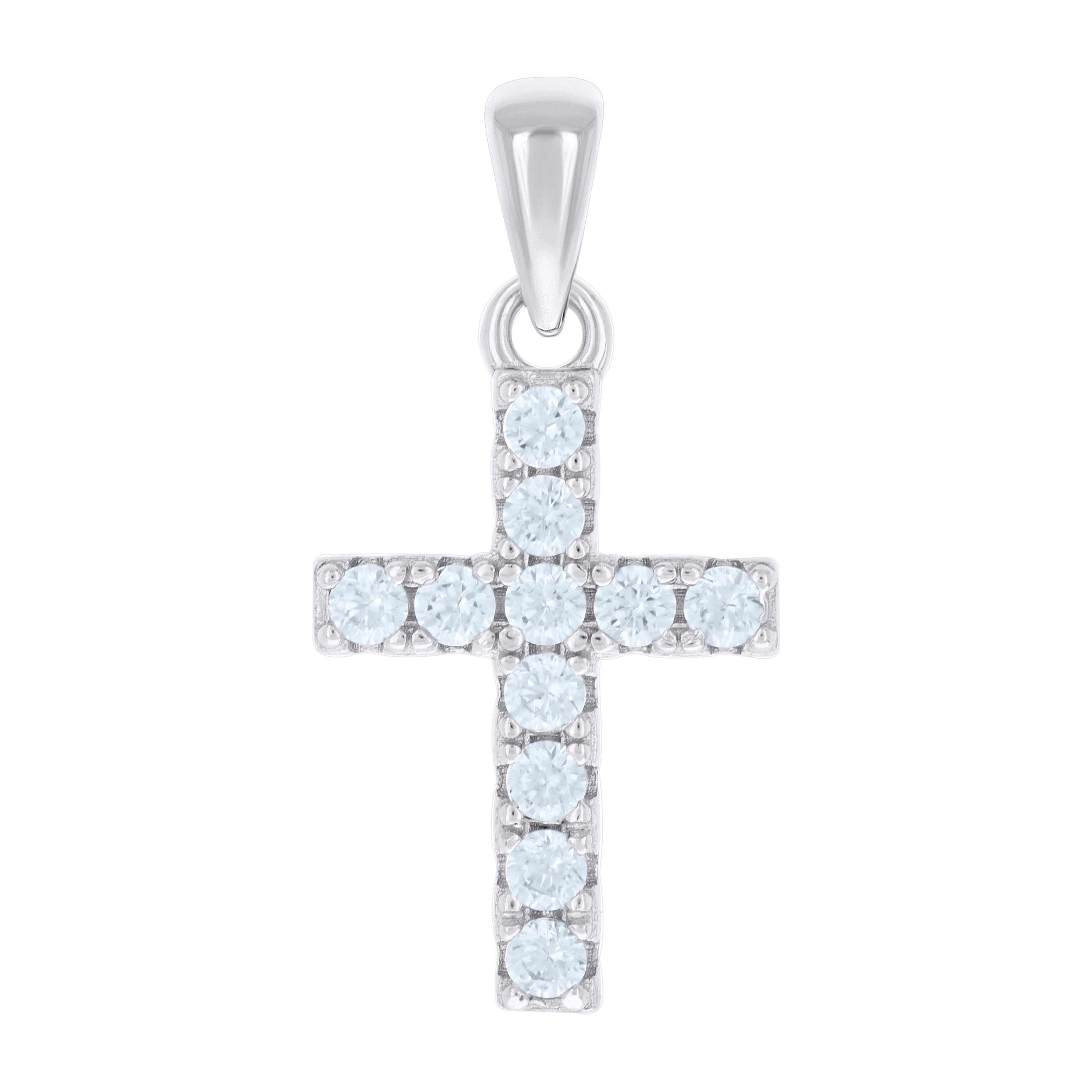 925 Sterling Silver Unisex Cubic-Zirconia Cross Religious Charm Pendant